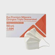 Mascara Cirúrgica Descartável AMED Eva Premium Tripla, branca, caixa com 50 unidades