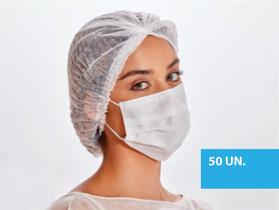 Máscara Cirúrgica Descartável Branca Com 50 Unidades