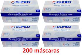 Máscara Cirúrgica Descartável Proteção Tripla Anvisa C/ 200 - Olimed
