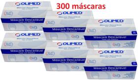 Máscara Cirúrgica Descartável Proteção Tripla Anvisa C/ 300 - Olimed