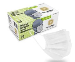 Mascara Cirurgica Tripla C/Elastico Branca Caixa 50 Un. - DESCARPACK