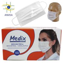 Máscara Cirúrgica Tripla C/Elático Caixa C/50 Unidades Anvisa - Medix