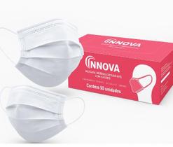 Máscara Cirúrgica Tripla Com Elático CX. Com 50 Unidades Innova.