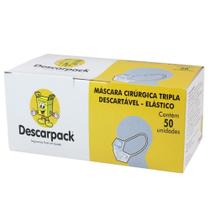 Máscara Cirúrgica Tripla Descartável com Elástico 50un - Descarpack Máscara Cirúrgica Tripla Descartável com Elástico 50un - Descarpack