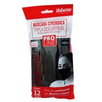 Mascara Cirúrgica Tripla Descartável Preta C/12uni - Vabene