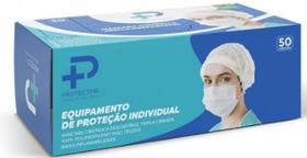 Máscara Cirurgica Tripla Proteção 98% Clipe Nasal Cx 50 Uni