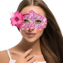 Máscara Cobertura Olhos Strass e Flor Festa Show Baile Gala Eventos Feminino Cores M789