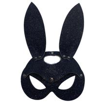 Máscara Coelha Luxo Brilhante Couro Festa Fantasia Coelhinha Halloween Carnaval