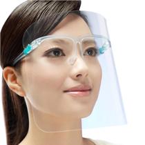 Mascara com Óculos Protetor Fácial C/ Viseira Acrilica 99% Transparente - importação direta