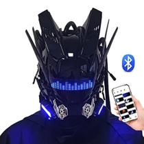 Máscara Cosplay LED Bluetooth Punk Masculina, Acessório Futurista Para Fantasia De Halloween Da