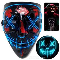 Máscara Cosplay Luz Fluorescente Festas Halloween, Fantasia, Noite do Terror Azul - 203813 - Eletrônica Total