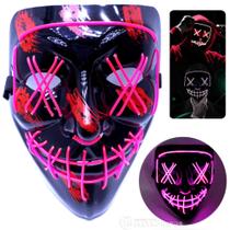 Máscara Cosplay Luz Fluorescente Festas Halloween, Fantasia, Noite do Terror Lilás - 203813 - Eletrônica Total