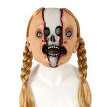Máscara Creepy Doll Split Skull com resina de tranças loiras 400g Máscara Creepy Doll Split Skull com resina de tranças loiras 400g