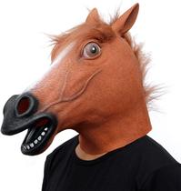 Máscara CreepyParty Horse Head Latex para adultos marrom