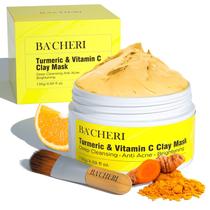 Máscara de argila BACHERI, cúrcuma, vitamina C, cravos, removedor de acne Máscara de argila BACHERI, cúrcuma, vitamina C, cravos, removedor de acne