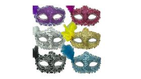 Mascara de baile luxo com pena veneza festa carnaval - MC PRESENTES
