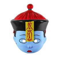 Máscara de boneca azul chinesa tradicional com boné vermelho de PVC Máscara de boneca azul chinesa tradicional com boné vermelho de PVC