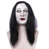 Máscara de cabelo comprido Ghost Latex, fantasia facial completa de Halloween