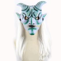 Máscara de cabelo comprido Silver Angle King Latex Full Face Halloween