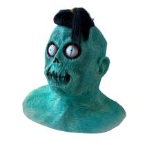 Máscara de cabelo verde zumbi com olhos assustadores e pele detalhada 23x37cm Máscara de cabelo verde zumbi com olhos assustadores e pele detalhada 23x37cm