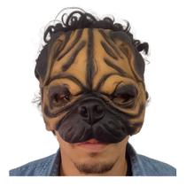 Máscara de Cachorro Pug Marrom em Látex - Apollo Festas