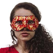Máscara de Carnaval Baile Chinesa Vermelha e Dourada - Apollo Festas