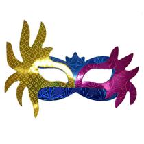 Máscara de Carnaval Holográfica Amarelo e Rosa - 12 Unidades