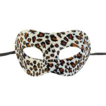 Máscara de Carnaval Veneziana Animal Print Onça - Mod 6857 - Branco/Marrom - 01 unidade - Rizzo