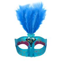 Máscara de Carnaval Veneziana Tiffany Glitter e Penas - Extra Festas