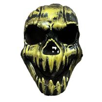 Máscara de caveira assustadora de Halloween para rosto inteiro em PVC amarelo preto Máscara de caveira assustadora de Halloween para rosto inteiro em PVC amarelo preto