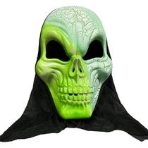 Máscara de caveira em PVC verde de Halloween com design rachado 19x40cm