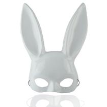 Máscara de coelho de orelhas compridas, PVC, meia face, carnaval, Halloween