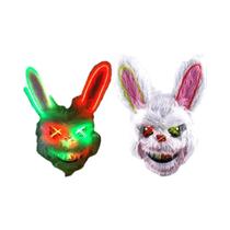Máscara De Coelho LED Assustadora Para Fantasia De Halloween, Acessórios De Cosplay Brilhantes Para