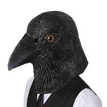 Máscara de corvo, fantasia realista de Halloween, festa, látex, preto