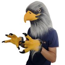 Máscara de cosplay 3D Eagle Head com luvas Claw, resina, tamanho adulto