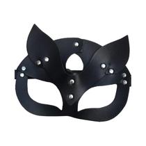Máscara De Cosplay De Gato Em Couro Para Mulheres, Máscara De PU Para Festa De Halloween, Acessórios