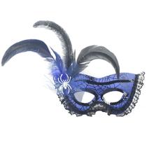 Máscara de cosplay de penas cinzentas de Halloween em PVC de meia face