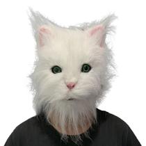 Máscara de cosplay de resina branca fofa para gatos com pele para adultos