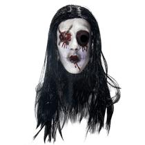 Máscara de cosplay para cabelos compridos, cicatrizes assustadoras, fantasmas, capa suspensa de látex