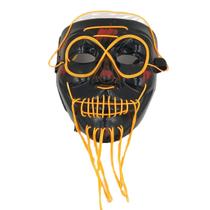 Máscara de cosplay preta em forma de V luminosa para homem velho barbudo LED Fluo