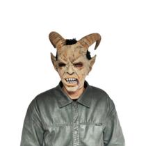 Máscara de demônio de Halloween, chapéu de látex Lucifer para adultos