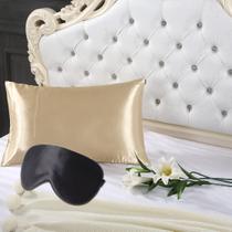 Mascara de dormir + porta travesseiro com Ziper + sacolinha Crepe de seda - Magic