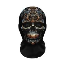 Máscara De Esqueleto Assustadora Para Halloween, Capuz De Malha Elástica Respirável, Acessório De