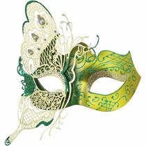 Máscara de fantasia Coddsmz Butterfly Metal com strass 22x18cm