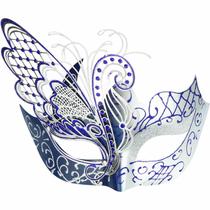 Máscara de fantasia Coddsmz Mysterious Venetian Butterfly Silver Blue