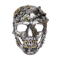 Máscara de fantasia Steampunk Silver Skull para adultos, tamanho universal