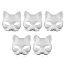 Máscara de Gato Meia Face Branca (5 Peças) - DIY, Pintável, Halloween, Anime, Festa Máscara de Gato Meia Face Branca (5 Peças) - DIY, Pintável, Halloween, Anime, Festa