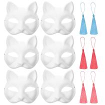 Máscara de gato MUNSKT 6 peças com borlas para máscaras pintadas DIY
