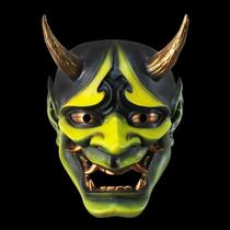 Máscara de Halloween de Resina - Máscara de Diabo Japonês Prajna para Fantasia e Decoração