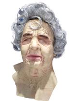 Máscara De Látex adulto velha senhora idosa com cabelo Realista - Lynx Produções artistica